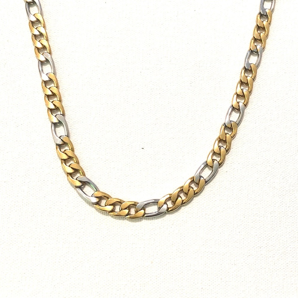 Gold & Silver Stainless Steel Figaro Chain